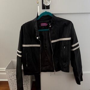 Edikted Black and White Leather Jacket